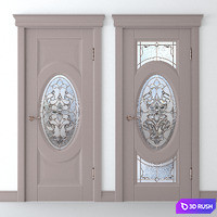 Stained glass door 3D Model Vray