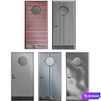 Metal swinging fire doors 3D Model Vray, Corona