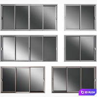 Sliding Stained Glass Aluminum Windows 3D Model Vray, Corona