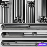Sliding Stained Glass Aluminum Windows 3D Model Vray, Corona