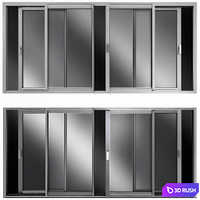 Sliding Stained Glass Aluminum Windows 3D Model Vray, Corona