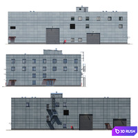 Factory building V3 3D Model Corona