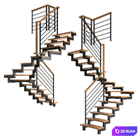Winder stairs 3D Model Vray, Corona