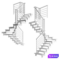 Winder stairs 3D Model Vray, Corona