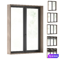 Modern windows + blinds 3D Model Corona