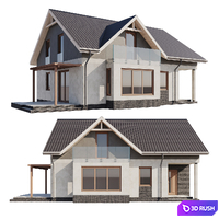 One-story house with an attic 3D Model Corona