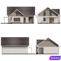 One-story house with an attic 3D Model Corona