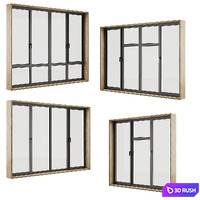 Plastic windows 3D Model Vray, Corona