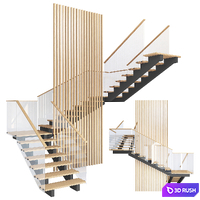 Staircase 011 3D Model Vray, Corona