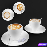 Cup of cappuccino 3D Model Vray