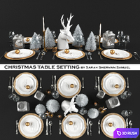 Candlelit Christmas Table 3D Model Corona