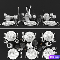 Candlelit Christmas Table 3D Model Corona