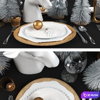 Candlelit Christmas Table 3D Model Corona