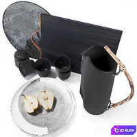 BLACK KITCHEN DECOR WITH PEARS 3D Model Corona