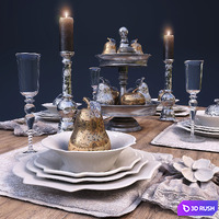 Table setting 3D Model Vray