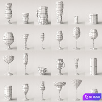 A set of wine glasses 3D Model Corona