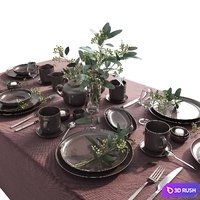 Table set 02 3D Model Vray