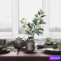 Table set 02 3D Model Vray