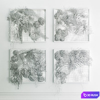 Set of moss and fern phyto modules 3D Model Vray, Corona