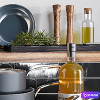 Kitchen Cookware Set 1 3D Model Vray, Corona