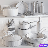 Kitchen Cookware Set 1 3D Model Vray, Corona