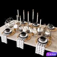 Black tableware 3D Model Corona