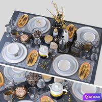 Table setting 3D Model Vray, Corona