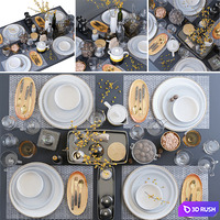 Table setting 3D Model Vray, Corona