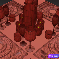 Table setting 14 3D Model Vray, Corona