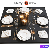 Table setting 17 3D Model Vray, Corona