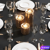 Table setting 17 3D Model Vray, Corona