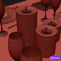 Table setting 17 3D Model Vray, Corona