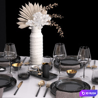 Serving with dry plants 3D Model Vray
