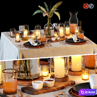 Table setting 1 3D Model Vray, Corona
