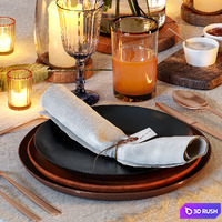 Table setting 1 3D Model Vray, Corona