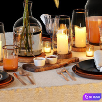 Table setting 1 3D Model Vray, Corona