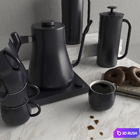 Coffee set 3D Model Vray, Corona