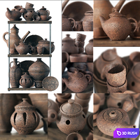 Dishes clay rack n11 / Clay crockery rack 3D Model Vray, Corona