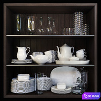 A set of kitchen ceramic dishes. Tableware set by Villeroy &amp; Boch 3D Model Vray, Corona