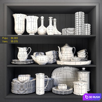 A set of kitchen ceramic dishes. Tableware set by Villeroy &amp; Boch 3D Model Vray, Corona