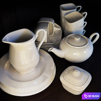 A set of kitchen ceramic dishes. Tableware set by Villeroy &amp; Boch 3D Model Vray, Corona
