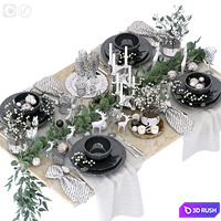 Table setting 43. Christmas 3D Model Vray, Corona