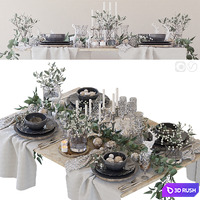Table setting 43. Christmas 3D Model Vray, Corona
