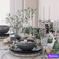 Table setting 43. Christmas 3D Model Vray, Corona