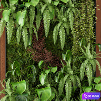 Indoor Wall Plants in rusty Concrete Pot - Set 22 3D Model Vray