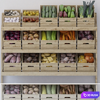 Stand with vegetables 3D Model Vray, Corona