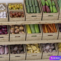 Stand with vegetables 3D Model Vray, Corona