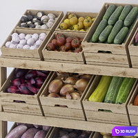Stand with vegetables 3D Model Vray, Corona
