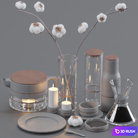 Coffee Decorative Set 3D Model Vray, Corona
