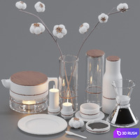 Coffee Decorative Set 3D Model Vray, Corona